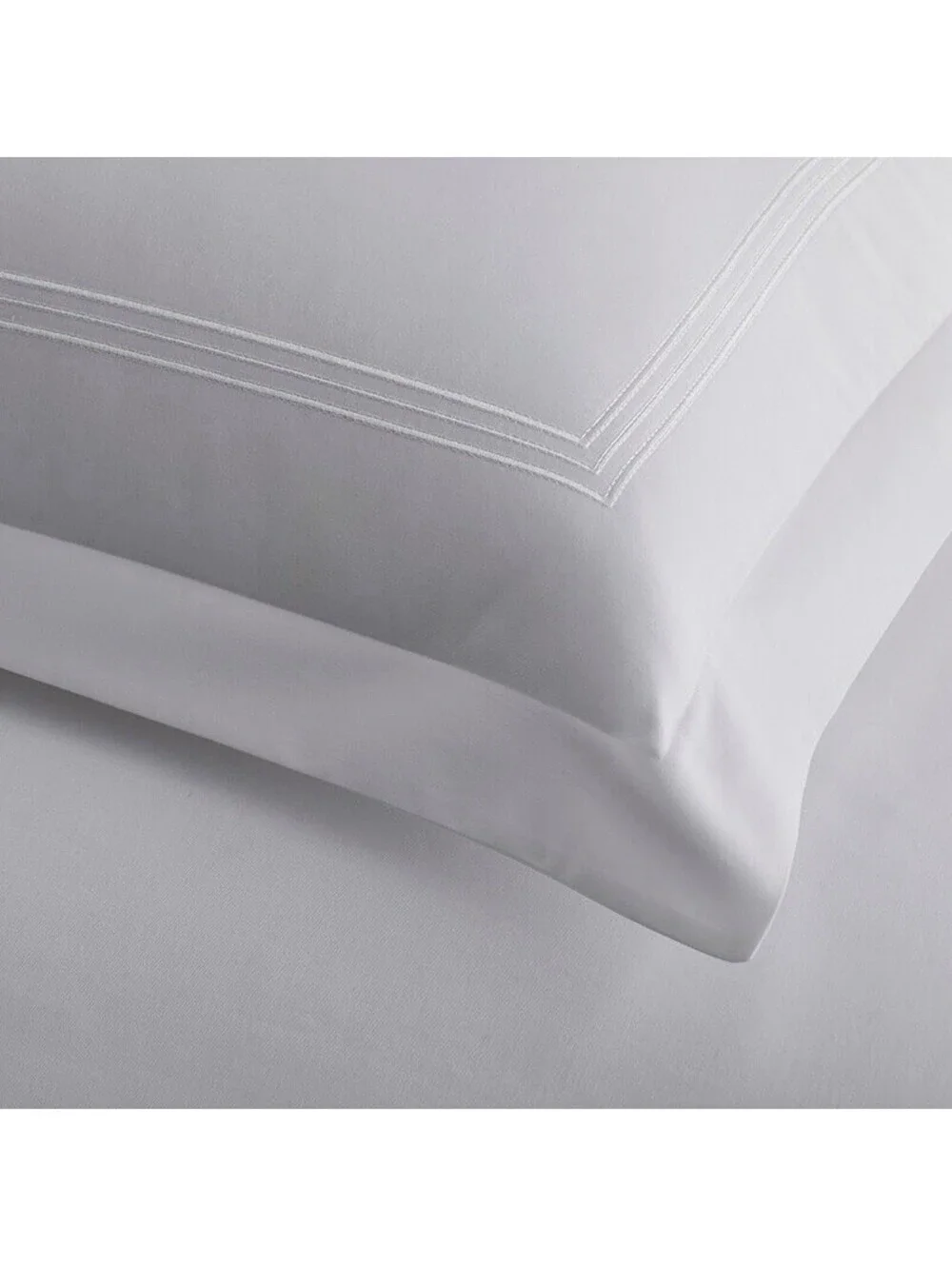 The Company Store Dorset Stripe Duvet Cover King White 600TC Egyptian Cotton